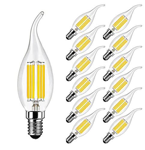 MAYCOLOR E14 Kerze LED Lampe 6W Ersetzt 60W, 600 lumen, Kaltweiß 6500K, E14 Edison Vintage Ideal für Kronleuchter und Kristalllichter, AC 220-240V, Nicht Dimmbar, Glas, 12er Pack MAYCOLOR E14 Kerze LED Lampe 6W Ersetzt 60W, 600 lumen, Kaltweiß 6500K, E14 Edison Vintage Ideal für Kronleuchter und Kristalllichter, AC 220-240V, Nicht Dimmbar, Glas, 12er Pack von MAYCOLOR