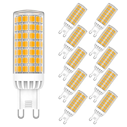 G9 9W Energiesparlampe 9W Ersetzt 75W, 750 Lumen, Warmweiß 3000K, Leuchtmittel G9 9W Ideal für Kronleuchte Wandlampe Tischlampe Nicht-dimmbar 10er Pack - MAYCOLOR von MAYCOLOR