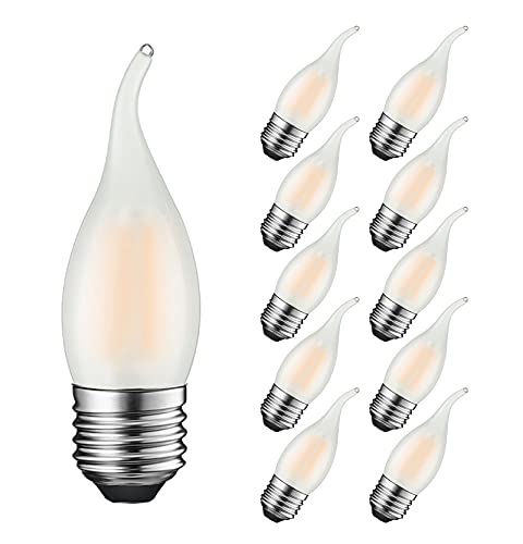 MAYCOLOR Glühbirne Kerzenform E27 4W Ersetzt 40W, 400 lumen, Warmweiß 2700K, E27 Kerzenlampe Ideal für Kronleuchter und Kristalllichter, Nicht Dimmbar, Glas Matt, 10er Pack von MAYCOLOR