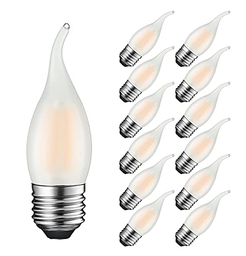 MAYCOLOR Glühbirne Kerzenform E27 4W Ersetzt 40W, 400 lumen, Warmweiß 2700K, E27 Kerzenlampe Ideal für Kronleuchter und Kristalllichter, Nicht Dimmbar, Glas Matt, 12er Pack von MAYCOLOR