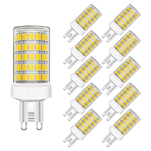 MAYCOLOR Leuchtmittel G9 10W Ersetzt 80W, 800 Lumen, Kaltweiß 6000K, 10W G9 Glühbirne Ideal für Kronleuchte Wandlampe Tischlampe Nicht-dimmbar 10er Pack von MAYCOLOR