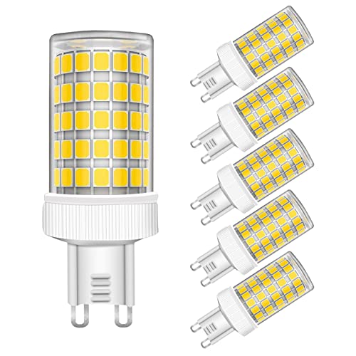 MAYCOLOR Leuchtmittel G9 10W Ersetzt 80W, 800 Lumen, Kaltweiß 6000K, 10W G9 Glühbirne Ideal für Kronleuchte Wandlampe Tischlampe Nicht-dimmbar 5er Pack von MAYCOLOR