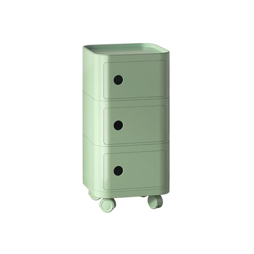 Nachttisch, moderner Nachttisch, Beistelltisch mit Stauraum für Schlafzimmer, moderner Nachttisch mit abnehmbaren Rollen, bietet reichlich Stauraum (Kurkuma, 3-lagig) (Matcha-Grün, 3-lagig) von MAYDAS