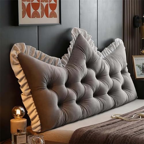 MAYFABD Rückenkissen Lesekissen Kopfteil Kissen Weiches Prinzessin Stil Krone Rückenkissen Zum Sitzen Im Bett Langes Kissen Fürs Bett Lesekissen Bett Kissen Rückenlehne,A,180x60cm von MAYFABD