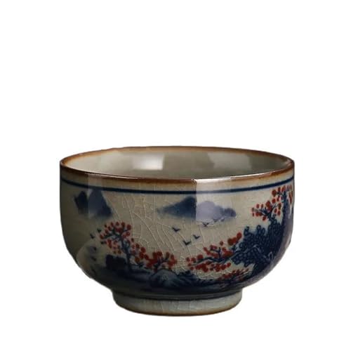 Teeservice Für Erwachsene 1 Stück 140 Ml Handgefertigte Keramik Teeschale Reise Meditation Tassen Retro Blau Und Weiß Porzellan Teetasse Chinesisches Tee-Set Zubehör(A) von MAYINGLON