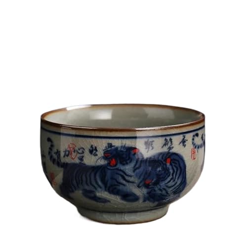 Teeservice Für Erwachsene 1 Stück 140 Ml Handgefertigte Keramik Teeschale Reise Meditation Tassen Retro Blau Und Weiß Porzellan Teetasse Chinesisches Tee-Set Zubehör(C) von MAYINGLON