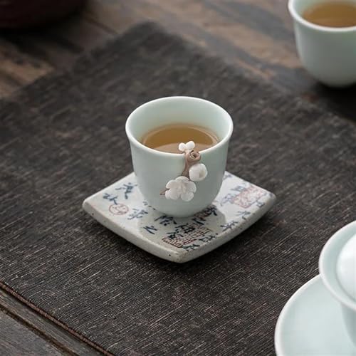 Teeservice Für Erwachsene 75Ml Azure Ru Kiln Keramik Teetasse Hand Pinch Flower Chinesische Antike Teegeschirr Teeschale Tassen Teezeremonie Geschenkbox(A) von MAYINGLON