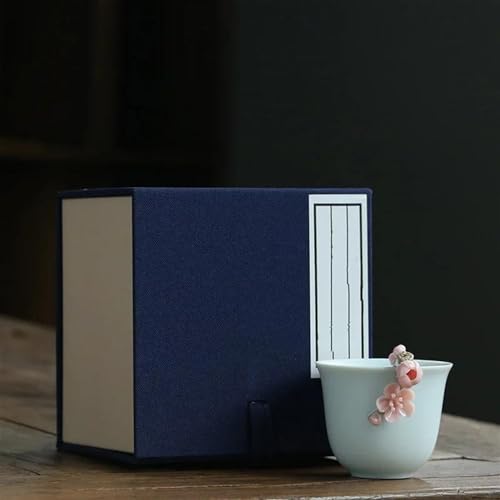 Teeservice Für Erwachsene 75Ml Azure Ru Kiln Keramik Teetasse Hand Pinch Flower Chinesische Antike Teegeschirr Teeschale Tassen Teezeremonie Geschenkbox(B) von MAYINGLON