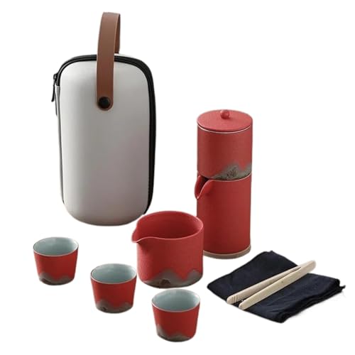 Teeservice Für Erwachsene Automatisches Teezubereitungsgerät Handbemaltes Faules Teeset Tragbares Reise Keramik Kung Fu Chinesische(Red) von MAYINGLON