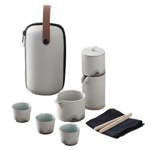 Teeservice Für Erwachsene Automatisches Teezubereitungsgerät Handbemaltes Faules Teeset Tragbares Reise Keramik Kung Fu Chinesische(White) von MAYINGLON