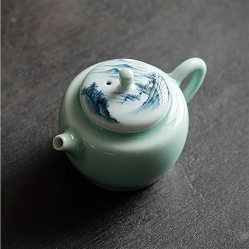Teeservice Für Erwachsene Chinesischer Porzellan-Teekessel Kung-Fu-Werkzeug Geschenk Handbemalte Seladon-Teekanne 100 Ml Handgefertigter Bambus-Keramiktopf Mit Filter(B) von MAYINGLON