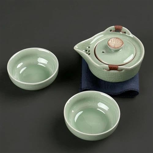 Teeservice Für Erwachsene Doppelte Porzellan-Tee-Set Geschenk Heimdekoration Zubehör Tragbare Reise-Teetasse Teekanne Moderne Hellgrüne Keramik-Teegeschirr-Sets(B) von MAYINGLON