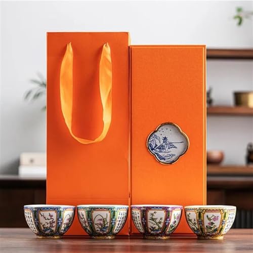 Teeservice Für Erwachsene Emaille Farbige Keramik Retro Kung Tee Set Große Teetasse Teeschale Sechseckige Tassen Chinesische Tee Set Blumen Teetassen Teekanne(B) von MAYINGLON