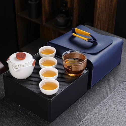 Teeservice Für Erwachsene Exquisites Tee Set Aus Chinesischem Porzellan Aufbewahrungsbox Tragbare Reise Außen Teekanne Teetasse Kung Fu Chinesisches(H) von MAYINGLON