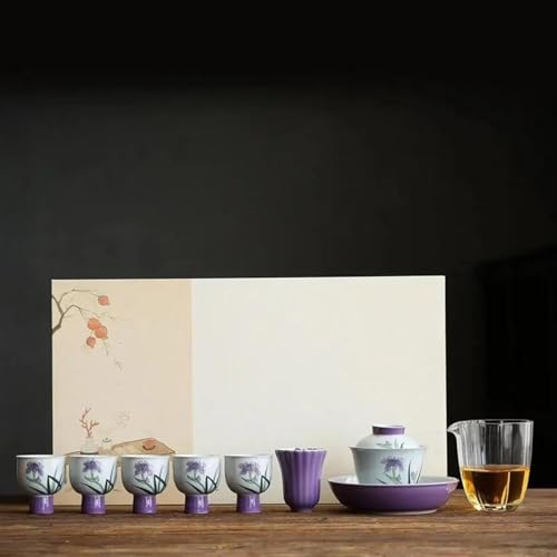 Teeservice Für Erwachsene Handbemalte Hibiskus Lila Iris Blume Abdeckschale Keramik Kung Fu Tee Set Kleiner Hoher Teeservice Für Erwachsene Handbemalte Hibiskus Lila Iris Blume Abdeckschale Keramik Kung Fu Tee Set Kleiner Hoher von MAYINGLON