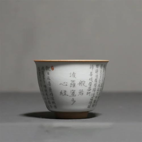 Teeservice Für Erwachsene Handgemachte Teeschale Master Cup Haushalt Tee-Set Retro Ru Ofen Keramik Teetasse Reise Persönliche Herz Sutra Meditation Tasse Teekanne(A) von MAYINGLON