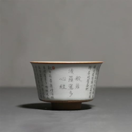 Teeservice Für Erwachsene Handgemachte Teeschale Master Cup Haushalt Tee-Set Retro Ru Ofen Keramik Teetasse Reise Persönliche Herz Sutra Meditation Tasse Teekanne(D) von MAYINGLON