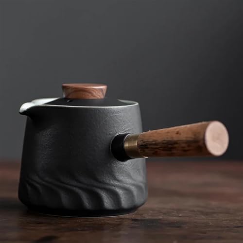 Teeservice Für Erwachsene Haushalt Filter Einzigen Topf Keramik Kung Fu Tee-Set Schwarze Keramik Seite Griff Teekanne Ebenholz Griff Einfache Moderne Teekanne(D) von MAYINGLON