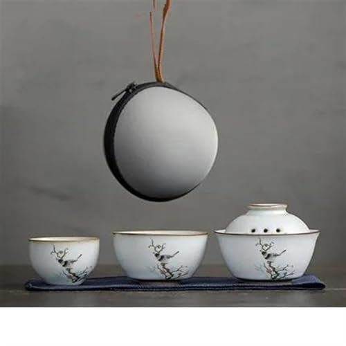 Teeservice Für Erwachsene Highend Keramik Reise Kung Fu Teeset Tragbares Teegeschirr Schnelltasse Eine Kanne Und Zwei Tassen Outdoor Teekanne Trinkgeschirr Teekanne(A) von MAYINGLON