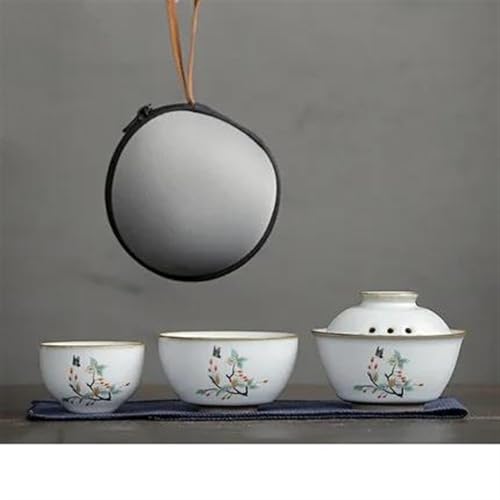 Teeservice Für Erwachsene Highend Keramik Reise Kung Fu Teeset Tragbares Teegeschirr Schnelltasse Eine Kanne Und Zwei Tassen Outdoor Teekanne Trinkgeschirr Teekanne(B) von MAYINGLON