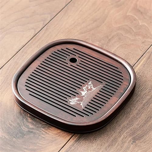 Teeservice Für Erwachsene Küchenhelfer Teetablett Wasserkocher Kaffeegeschirr Teegeschirr Büro Serviertablett Aus Bambus Vintage Teller Bandeja Madeira Teezubehör Teekanne(23.5x23.5x2.5cm) von MAYINGLON