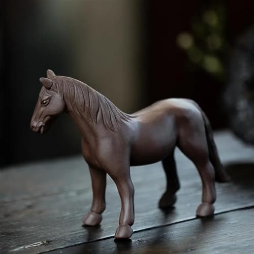 Teeservice Für Erwachsene Lila Ton Tee Haustier Skulptur Handwerk Tee-Set Dekoration Zubehör Chinesische Sternzeichen Pferd Statue Ornamente(A) von MAYINGLON