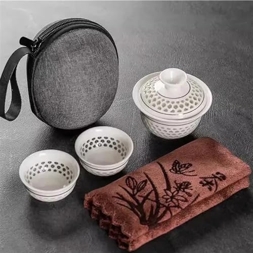 Teeservice Für Erwachsene Outdoor Set Aus Porzellan Chinesisch Mit Business Kungfu Handtuch Und Heim Tee Reiseschale Tragbar Für Tasche(D) von MAYINGLON