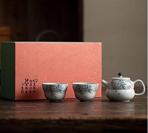 Teeservice Für Erwachsene Set Mit 1 Kanne Und 2 Tassen Teezeremonie-Set Teeservice Dekoration Geschenkbox Handbemaltes Glyzinienblüten-Teeset Komplettes Set Ästhetisch Teekanne(A) von MAYINGLON