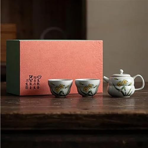 Teeservice Für Erwachsene Set Mit 1 Kanne Und 2 Tassen Teezeremonie-Set Teeservice Dekoration Geschenkbox Handbemaltes Glyzinienblüten-Teeset Komplettes Set Ästhetisch Teekanne(B) von MAYINGLON
