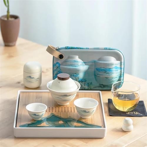 Teeservice Für Erwachsene Teegeschirr Set Moderne Einfachheit Haushalt Outdoor Tragbar Camping Teeset Keramik Cracker Tasse Büro Kung Fu Teekanne Teekanne(E) von MAYINGLON