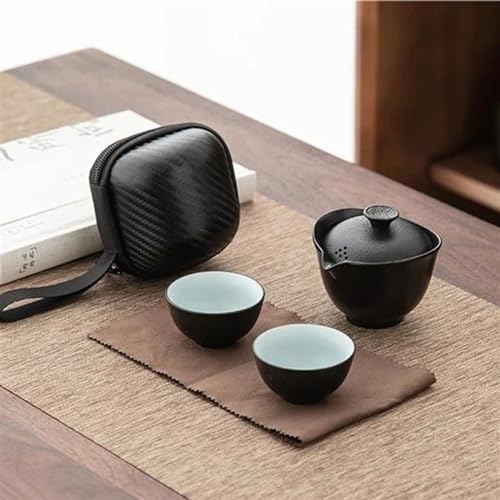 Teeservice Für Erwachsene Tragbares Outdoor Reisetee Set Aus Keramik Porzellan Kung Fu Teeset Teegeschirr Anti Verbrühungen 1 Kanne 2 Tassen Teekanne Tee Ei Teekanne(B) von MAYINGLON