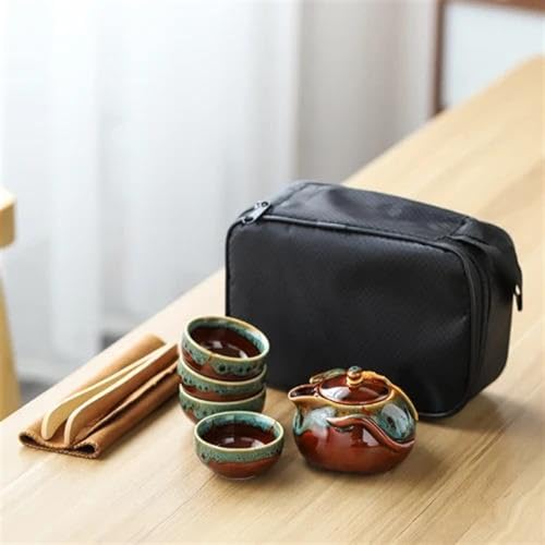 Teeservice Für Erwachsene Tragbares Reise Teeset Kung Fu Teeset Teekanne 1 Kanne 4 Tassen Teeset Chinesisches Teeset Teekannen Set Teetasse Teezeremonie Teekanne(D) von MAYINGLON