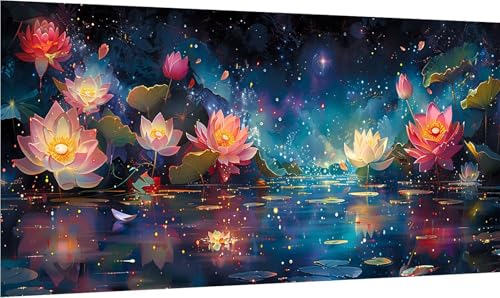 Diamond Painting Blume, 5D Diamond Painting Erwachsene Groß XXL Teich, DIY Stickerei Cross Stickerei Set, Diamant Malerei Bastelset Erwachsene, Mosaikherstellung, für Deko Wohnzimmer 60x120cm P-8670 von MAYINGOU