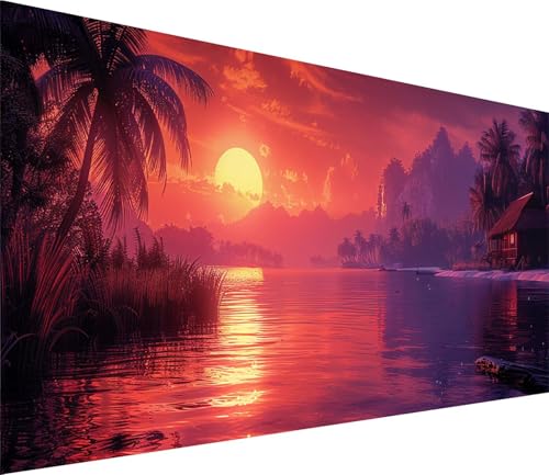 Diamond Painting XXL 100x200cm, Diamond Painting Erwachsene Sonnenuntergang, DIY Basteln Erwachsene Rivers, Full Diamant Kunst Malerei Stickerei Set, Deko Wohnzimmer und Wanddeko Geschenke P-7067 von MAYINGOU