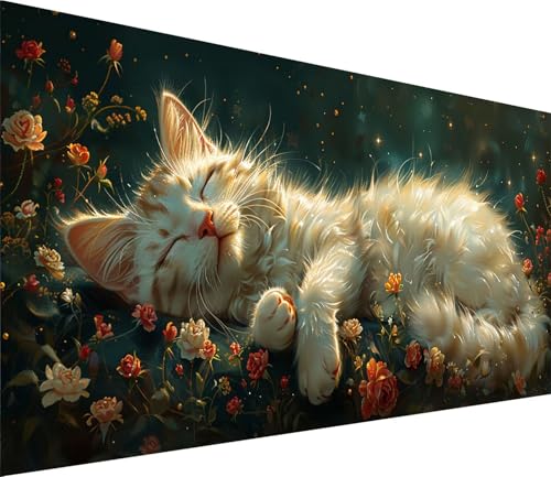 Diamond Painting XXL 40x80cm, Diamond Painting Erwachsene Katze, DIY Basteln Erwachsene Blume, Full Diamant Kunst Malerei Stickerei Set, Painting für Deko Wohnzimmer und Wanddeko Geschenke 5-4058 von MAYINGOU