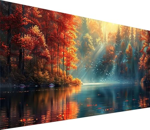 Diamond Painting XXL 70x140cm, Diamond Painting Erwachsene Rivers, DIY Basteln Erwachsene Wald, Full Diamant Kunst Malerei Stickerei Set, Painting für Deko Wohnzimmer und Wanddeko Geschenke 0-8172 von MAYINGOU