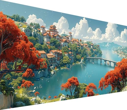 Diamond Painting XXL 80x160cm, Diamond Painting Erwachsene Landschaft, DIY Basteln Erwachsene Rivers, Full Diamant Kunst Malerei Stickerei Set, Deko Wohnzimmer und Wanddeko, Geschenke für Frauen I-511 von MAYINGOU