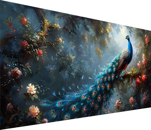 Diamond Painting XXL 80x160cm, Diamond Painting Erwachsene Pfau, DIY Basteln Erwachsene Blume, Full Diamant Kunst Malerei Stickerei Set, Painting für Deko Wohnzimmer und Wanddeko Geschenke 6-4660 von MAYINGOU