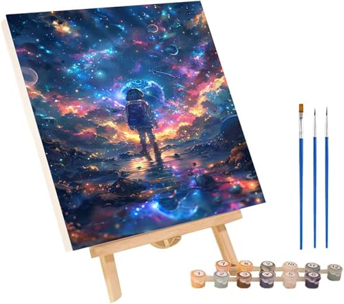Malen Nach Zahlen Erwachsene Astronaut, Malen Nach Zahlen Sternenhimmel, DIY Set Erwachsene Mit 3 Pinseln und Acrylfarbe, Paint by Numbers für Deko Wohnzimmer und Wanddeko Geschenke 40x50 cm 7-5719 von MAYINGOU