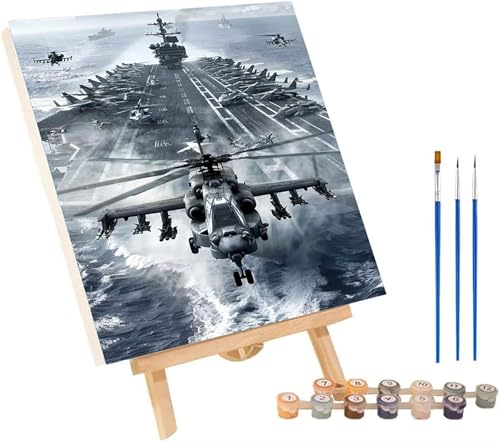 Malen Nach Zahlen Erwachsene FlugzeugträGer, Malen Nach Zahlen KäMpfer, DIY Set Erwachsene Mit 3 Pinseln und Acrylfarbe, Paint by Numbers für Deko Wohnzimmer und Wanddeko Geschenke 60x70 cm 5-8514 von MAYINGOU