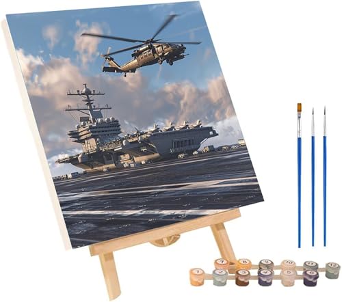 Malen Nach Zahlen Erwachsene FlugzeugträGer, Malen Nach Zahlen KäMpfer, DIY Set Erwachsene Mit 3 Pinseln und Acrylfarbe, Paint by Numbers für Deko Wohnzimmer und Wanddeko Geschenke 90x120 cm V-4306 von MAYINGOU