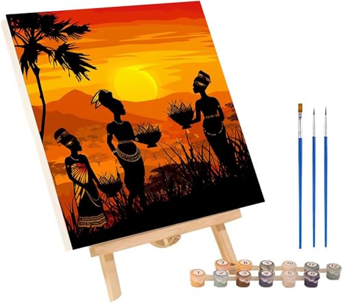 Malen Nach Zahlen Erwachsene Frau, Malen Nach Zahlen Sonnenuntergang, DIY Set Erwachsene Mit 3 Pinseln und Acrylfarbe, Paint by Numbers für Deko Wohnzimmer und Wanddeko Geschenke 90x120 cm F-9079 von MAYINGOU