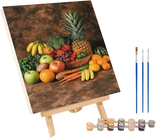 Malen Nach Zahlen Erwachsene Obst, Malen Nach Zahlen Apfel, DIY Set Erwachsene Mit 3 Pinseln und Acrylfarbe, Paint by Numbers für Deko Wohnzimmer und Wanddeko, Als Geschenke für Frauen 60x70 cm 2-7542 von MAYINGOU