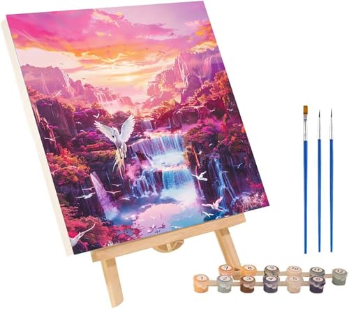 Malen Nach Zahlen Erwachsene Pferd, Malen Nach Zahlen Landschaft, DIY Set Erwachsene Mit 3 Pinseln und Acrylfarbe, Paint by Numbers für Deko Wohnzimmer Wanddeko, Geschenke für Frauen 50x65 cm 8-6941 von MAYINGOU