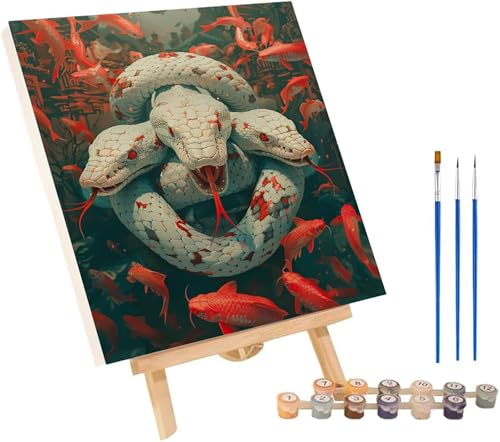 Malen Nach Zahlen Erwachsene Schlange, Malen Nach Zahlen Fisch, DIY Set Erwachsene Mit 3 Pinseln und Acrylfarbe, Paint by Numbers für Deko Wohnzimmer und Wanddeko, Geschenke für Frauen 30x40 cm 3-2071 von MAYINGOU