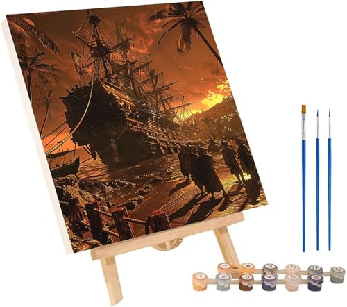 Malen Nach Zahlen Erwachsene Segelboot, Malen Nach Zahlen Sonnenuntergang, DIY Set Erwachsene Mit 3 Pinseln und Acrylfarbe, Paint by Numbers für Deko Wohnzimmer und Wanddeko 100x135 cm 0-3000 von MAYINGOU