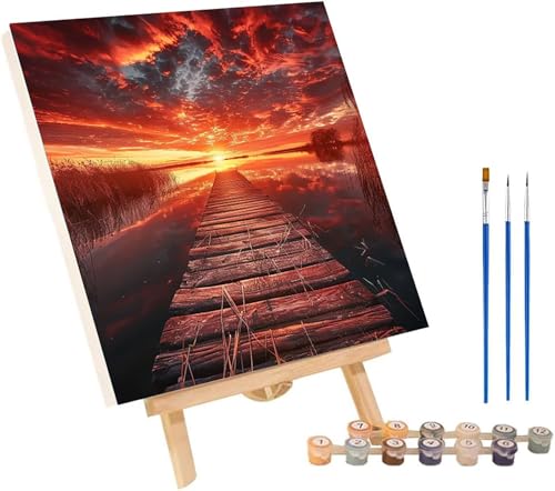 Malen Nach Zahlen Erwachsene Sonnenuntergang, Malen Nach Zahlen Landschaft, DIY Set Erwachsene Mit 3 Pinseln und Acrylfarbe, Paint by Numbers für Deko Wohnzimmer und Wanddeko 100x130 cm 3-1514 von MAYINGOU