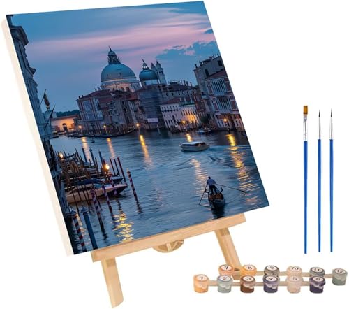 Malen Nach Zahlen Erwachsene Venedig, Malen Nach Zahlen Landschaft, DIY Set Erwachsene Mit 3 Pinseln und Acrylfarbe, Paint by Numbers für Deko Wohnzimmer und Wanddeko Geschenke 30x40 cm 8-4712 von MAYINGOU