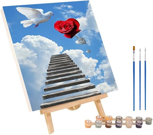 Malen Nach Zahlen Erwachsene Vogel, Malen Nach Zahlen Rose, DIY Set Erwachsene Mit 3 Pinseln und Acrylfarbe, Paint by Numbers für Deko Wohnzimmer und Wanddeko, Als Geschenke für Frauen 60x70 cm 2-3432 von MAYINGOU