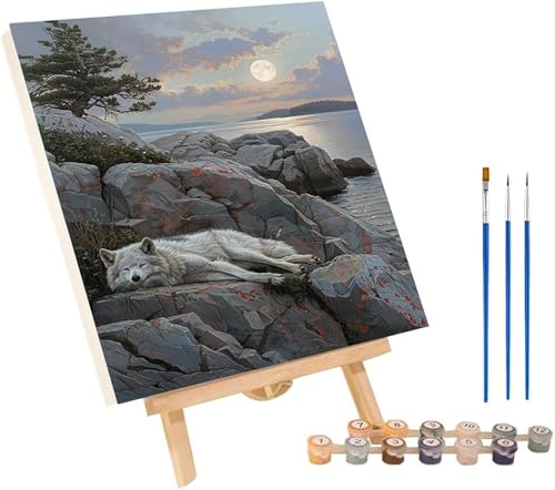 Malen Nach Zahlen Erwachsene Wolf, Malen Nach Zahlen Mond, DIY Set Erwachsene Mit 3 Pinseln und Acrylfarbe, Paint by Numbers für Deko Wohnzimmer und Wanddeko, Als Geschenke für Frauen 40x50 cm K-5862 Malen Nach Zahlen Erwachsene Wolf, Malen Nach Zahlen Mond, DIY Set Erwachsene Mit 3 Pinseln und Acrylfarbe, Paint by Numbers für Deko Wohnzimmer und Wanddeko, Als Geschenke für Frauen 40x50 cm K-5862 von MAYINGOU